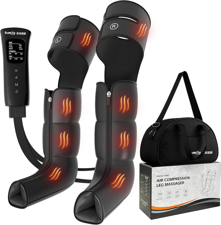 Leg compression massager with heat