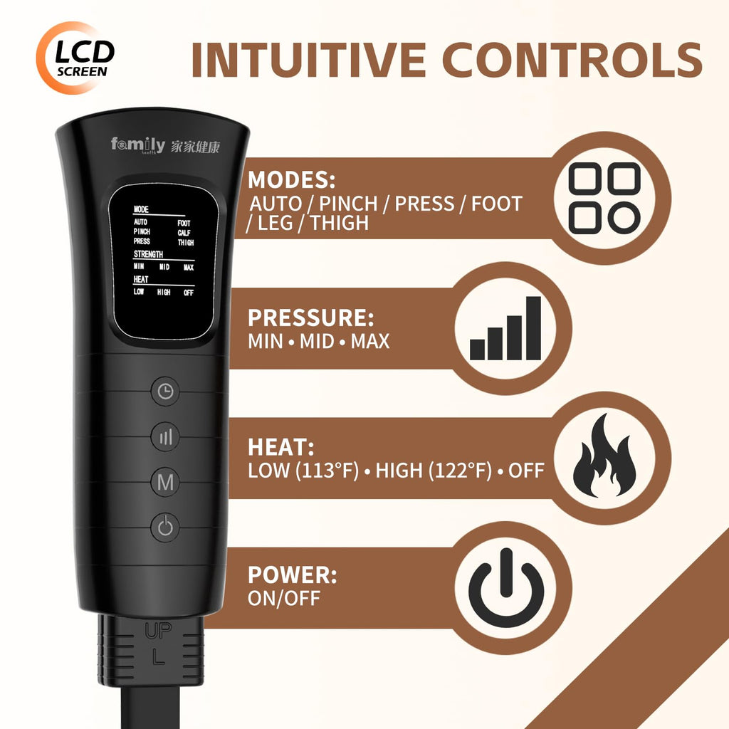 Leg Massager with Heat and Compression‎, Leg Compression Machine & Compression Boots for Circulation – 6 Modes & 3 Intensity Levels for Pain Relief, Gifts for Women, Men & Seniors