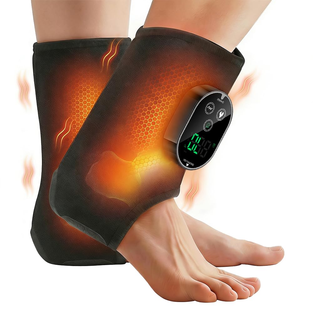 Cordless Ankle Massager with Heat, Ankle Brace with Vibration, 2-Pack