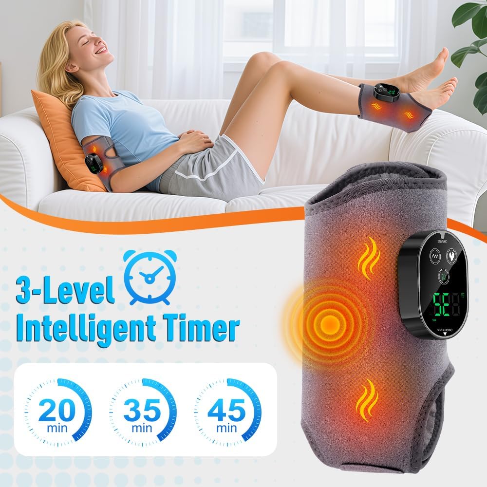 Cordless Ankle Massager with Heat, Ankle Brace with Vibration, 2-Pack