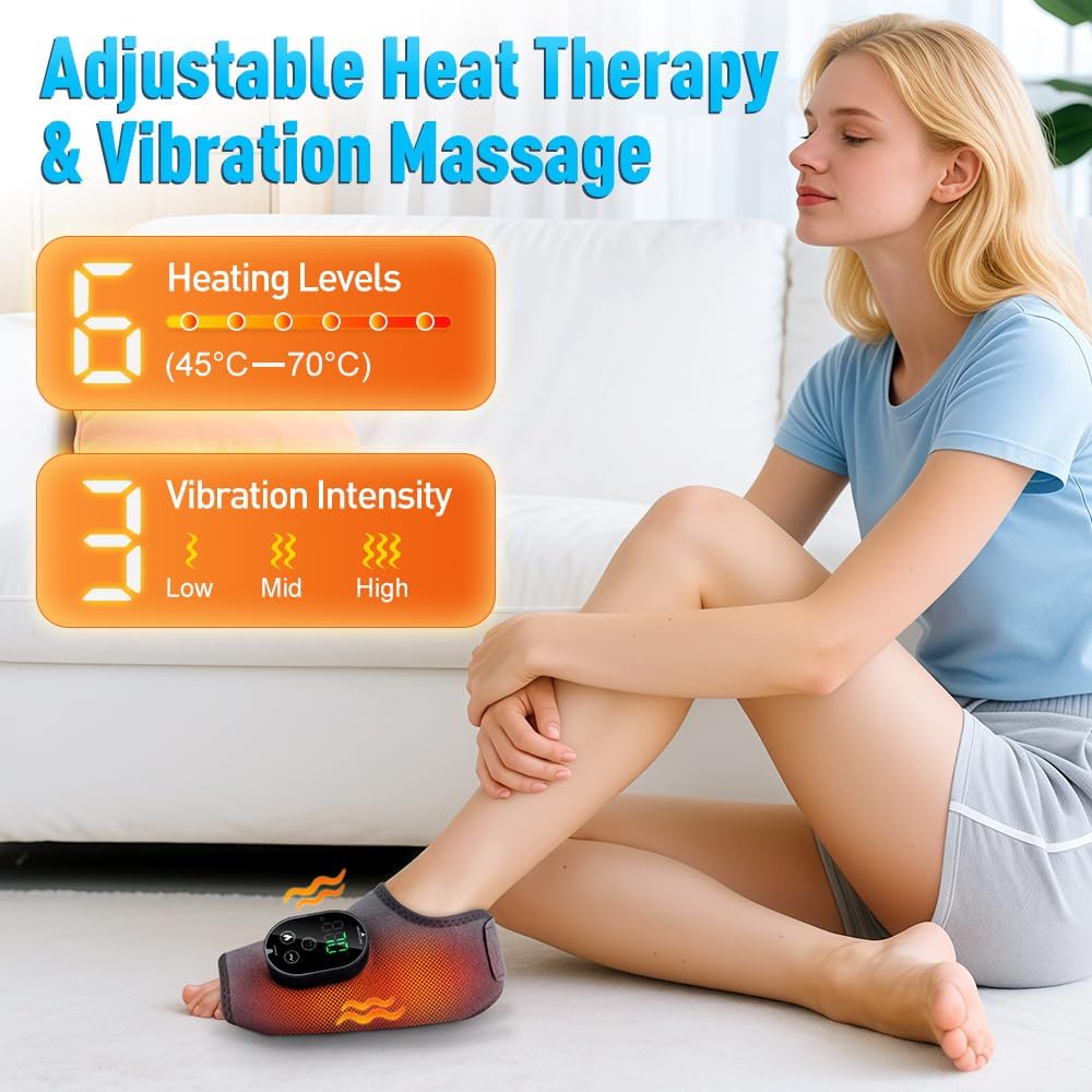 Cordless Ankle Massager with Heat, Ankle Brace with Vibration, 2-Pack