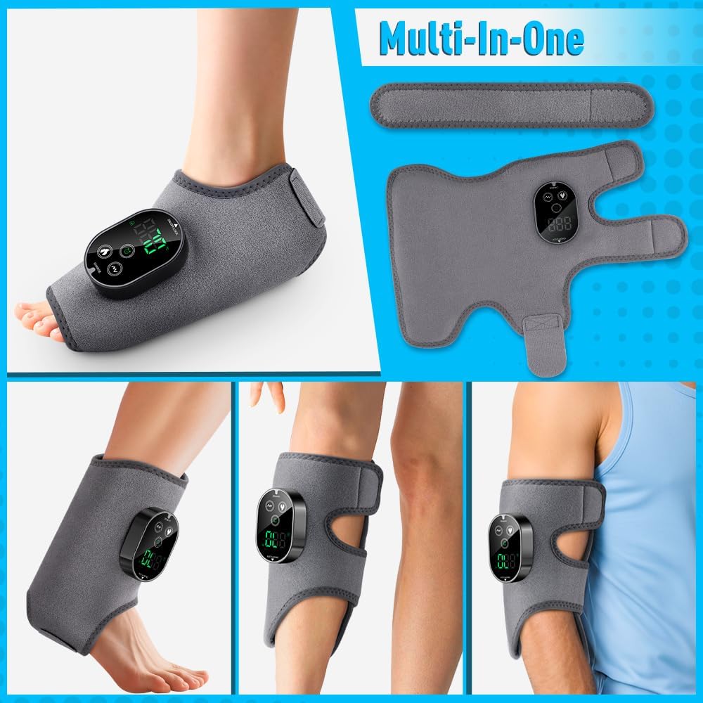 Cordless Ankle Massager with Heat, Ankle Brace with Vibration, 2-Pack