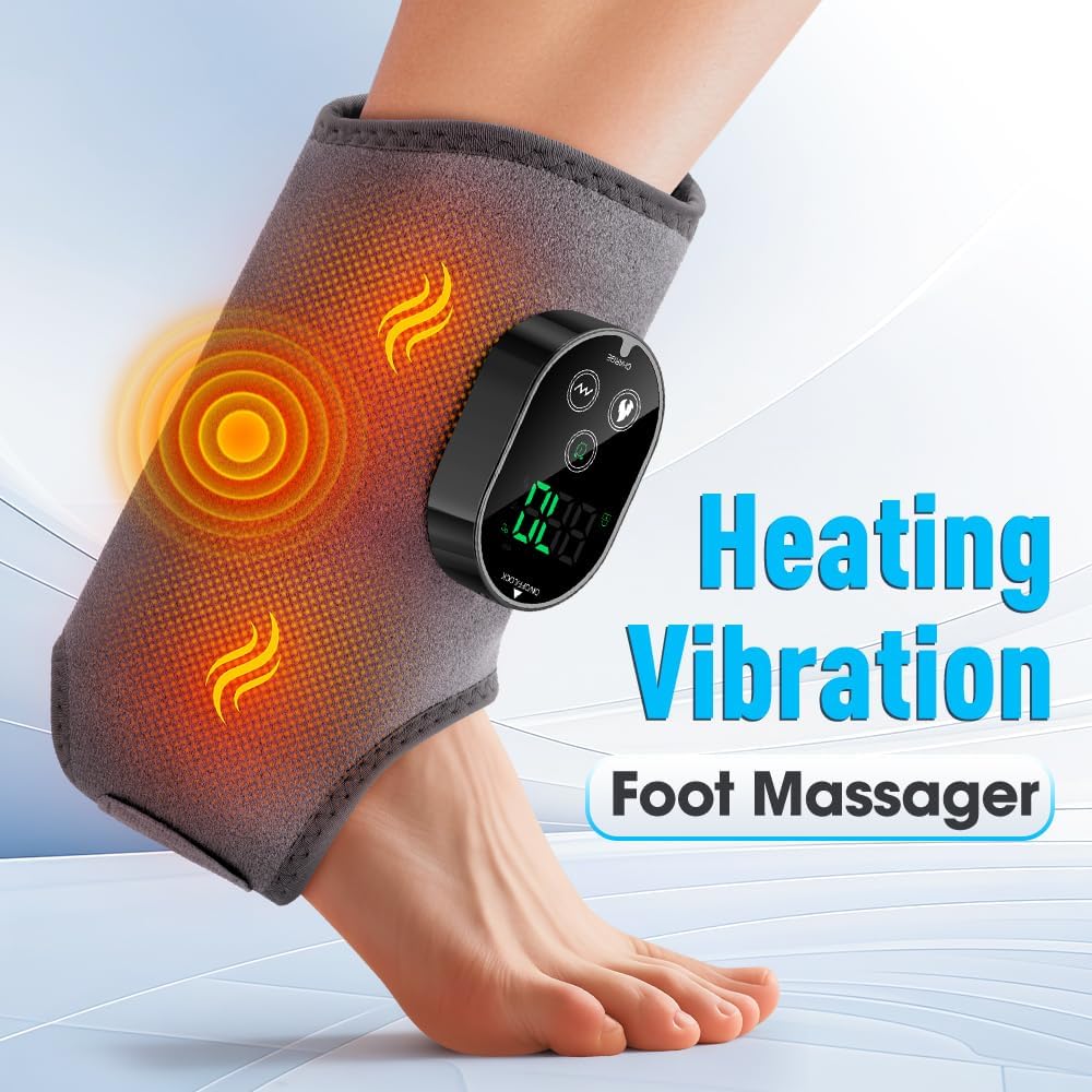 Cordless Ankle Massager with Heat, Ankle Brace with Vibration, 2-Pack