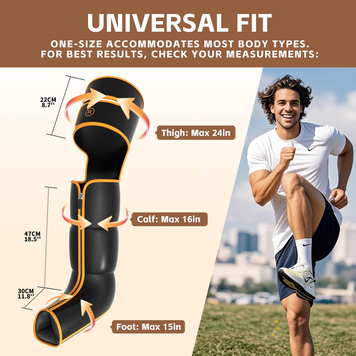 Leg Massager with Heat and Compression‎, Leg Compression Machine & Compression Boots for Circulation – 6 Modes & 3 Intensity Levels for Pain Relief, Gifts for Women, Men & Seniors