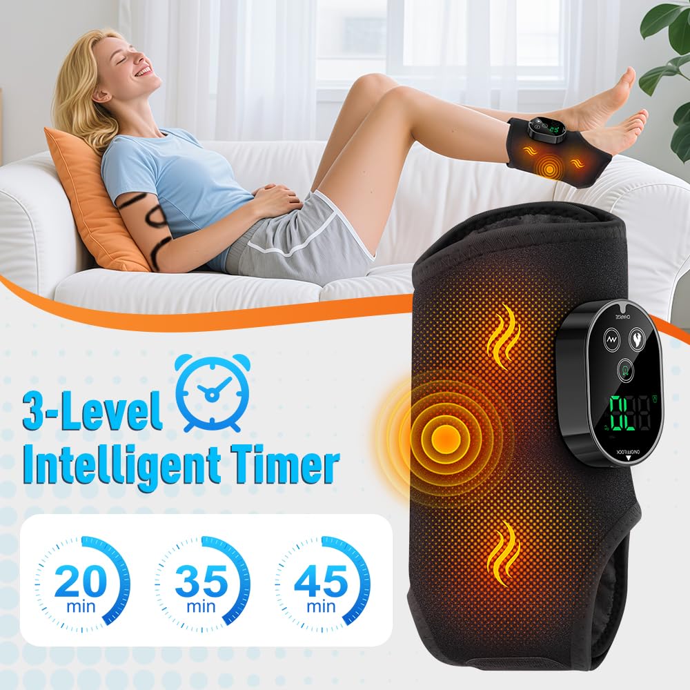 Cordless Ankle Massager with Heat, Ankle Brace with Vibration, 2-Pack