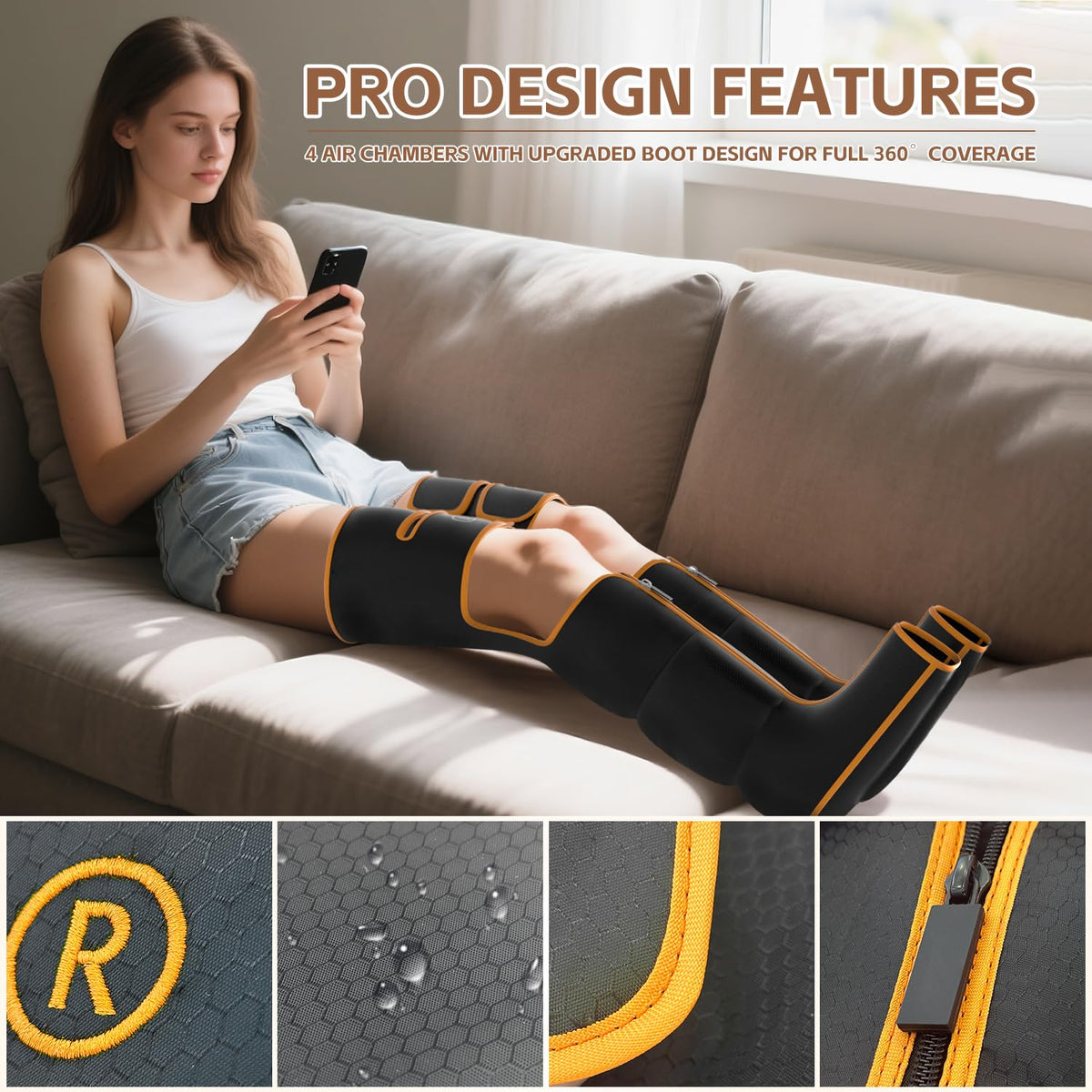 Leg Massager with Heat and Compression‎, Leg Compression Machine & Compression Boots for Circulation – 6 Modes & 3 Intensity Levels for Pain Relief, Gifts for Women, Men & Seniors